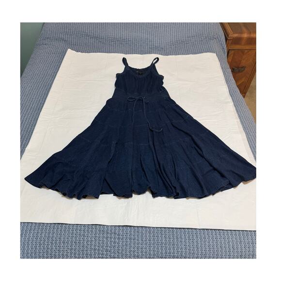 Marc by Marc Jacobs Blue Cotton Tank Dress Tiered Flared Skirt Size Medium - Picture 5 of 9